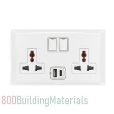 Legrand Multistandard switched socket outlet Belanko with USB Type A + Type C charger – 2 gang – 2P+E – 16 A-250 V~/15 A-127 V~281136 mw