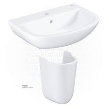 Ideal Standard Wash Basin With Semi Pedestal, V144001+V921001, Eurovit, Ceramic, 600MM Length x 465MM Width, White, 2 Pcs/Set