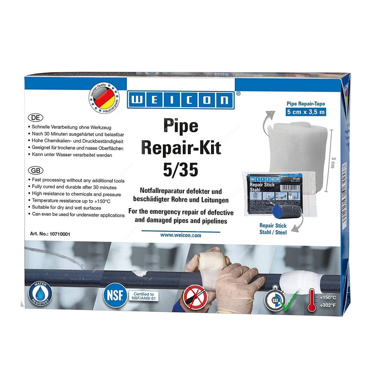 Weicon Pipe Repair Kit, 10710002, 4 Pcs/Kit