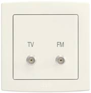 Abb F Type TV and FM Socket Outlet, AC312-82, Concept BS, Thermoplastic, Ivory White