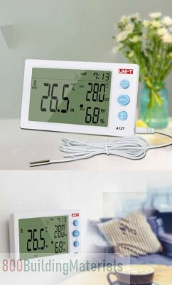 Hanging Wall Table Mounted High Precision Indore/Outdoor Digital Thermo Hygrometer with Clock – UNI-T