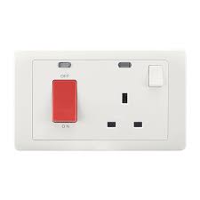 RR White 45A 1G DP Switch & Neon with 13A Socket