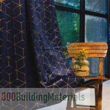 Urban Space Pure Blackout Curtains for Living Room- Gold Foil Printed