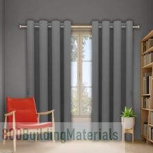 Glassiano Thermal Insulated Heavy Polyester Noise Reducing Curtain Grey
