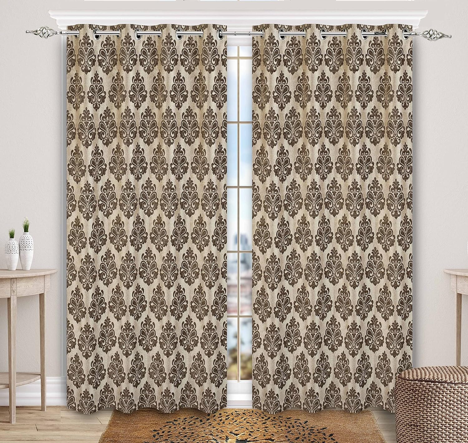Saral Home Medallion Chenille & Polyester Yarn Blackout Curtains