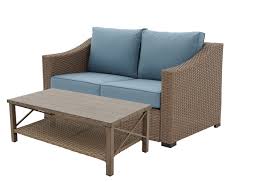 Swin Pe Rattan 2 Seater Fabric Sofa, Grey & Brown- H0-532-CL