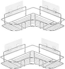 Skeido Bathroom Stainless Steel Corner Shelves- 2pcs-IW-N7DG-7KZL