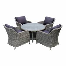 Swin rattan unique dining set with round table H0500-SF 4 seater grey