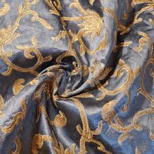 Habaq Jacquard Dendelion Design Curtains CH1912-30 Blue & Gold