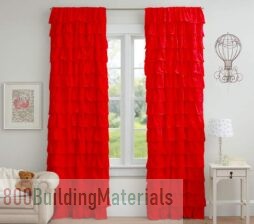Dekor World Cotton Red Ultimate Ruffle Rod Curtain Set – 2 Pcs- DWCT-2473-7