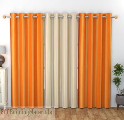 GOYTEX Plain Polyester Long Door Curtains Set of 3