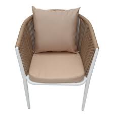 Swin Minimalist Aluminum Oudoor Dining Chair for Balcony Beige – PF90015