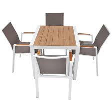 Swin WPC Outdoor Dining 4-Seater Set with Aluminium Alloy Chairs Patio-PF90015