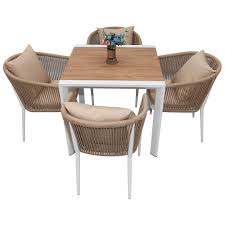 Swin WPC Outdoor Dining 4-Seater Set with Aluminium Alloy Chairs- PF90015