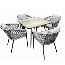 Oasis Casual Steel Dining Set with Square Table – Grey -DS225