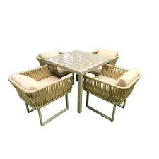 Oasis Casual Aluminium Rop Dining Set with Cushion- Beige- DR301