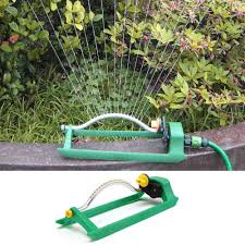Oscillating Lawn Sprinkler Watering Garden Pipe Hose Water Flow- Green- QS-YMJC-F35B