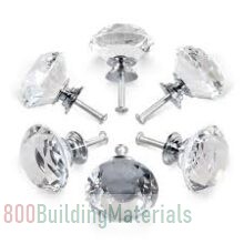 BEAUENTY STORE Crystal Glass Diamond Shaped 30mm Door Knob- 6pcs – 1003 W-CP