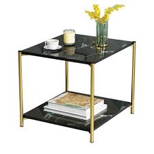 EHP Side Table for Living Room- Black and Gold- 4D-5Q1B-6ARD