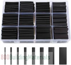 Electrical Cable Sleeve Assortment with Storage Case for Long Lasting Insulation Protection (8 Sizes, Black)