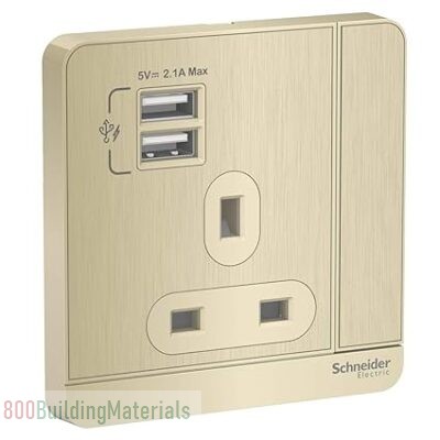 Schneider Electric AvatarOn, 1 Gang, Socket with USB, 13A, Wine Gold