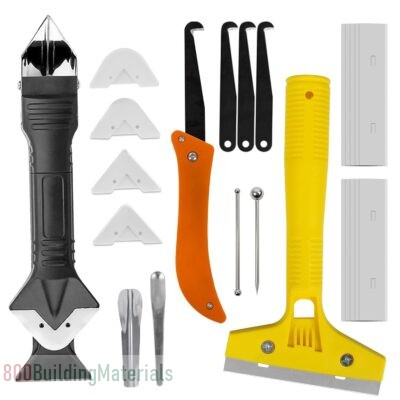 3 in 1 Silicone Caulking Tools Kit, Glass Glue Angle Scraper Grout Saw Blade Scraper