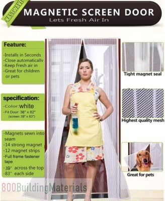 Magnetic Screen Door, KASTWAVE Curtain Automatic Closing Fly Insect Bug Screen Net Mesh