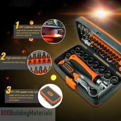 Morelian 38 in 1 Household Labor Saving Ratchet Screwdriver Bit Set Multipurpose Tool Kit Hardware Tools Combination Wrenches Toolbox Hand Tool Sets