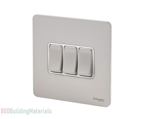 Schneider Electric Ultimate Screwless Flat Plate 3 Gang Toggle 2 Way Light Switch