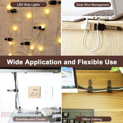 Topavatop 70Pcs Adjustable Adhesive Cable Management Clips, Nylon Cable Strap Ties Wire Clips Clamps