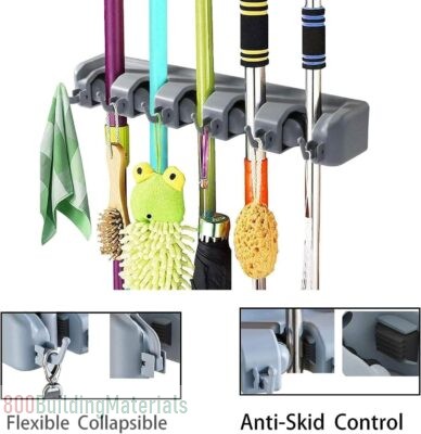 SKY-TOUCH Mop And Broom Holder, Wall Mounted Organizer Mop And Broom Saving Space Storage Rack