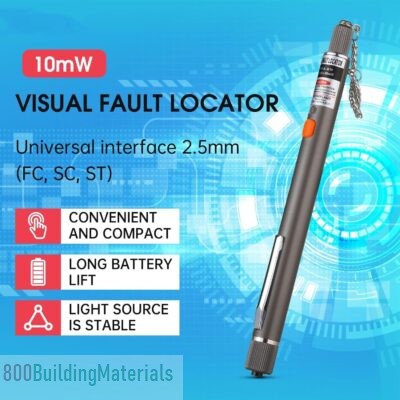 10KM Visual Fault Locator Fiber Optic VFL Fiber Optic Cable Tester with 1pc Singlemode 9/125um FC Male to LC Female Adapter