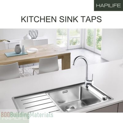 Hapilife Single Lever Swivel Spout Modern Kitchen Sink Basin Mixer Tap with UK Standard Fittings